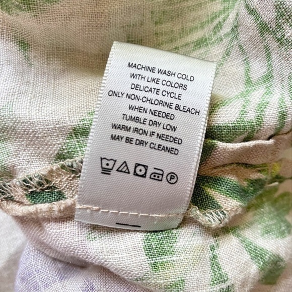 John Mark Linen Cream Blouse with Pink Floral Print Blouse‎ - Picture 9 of 11